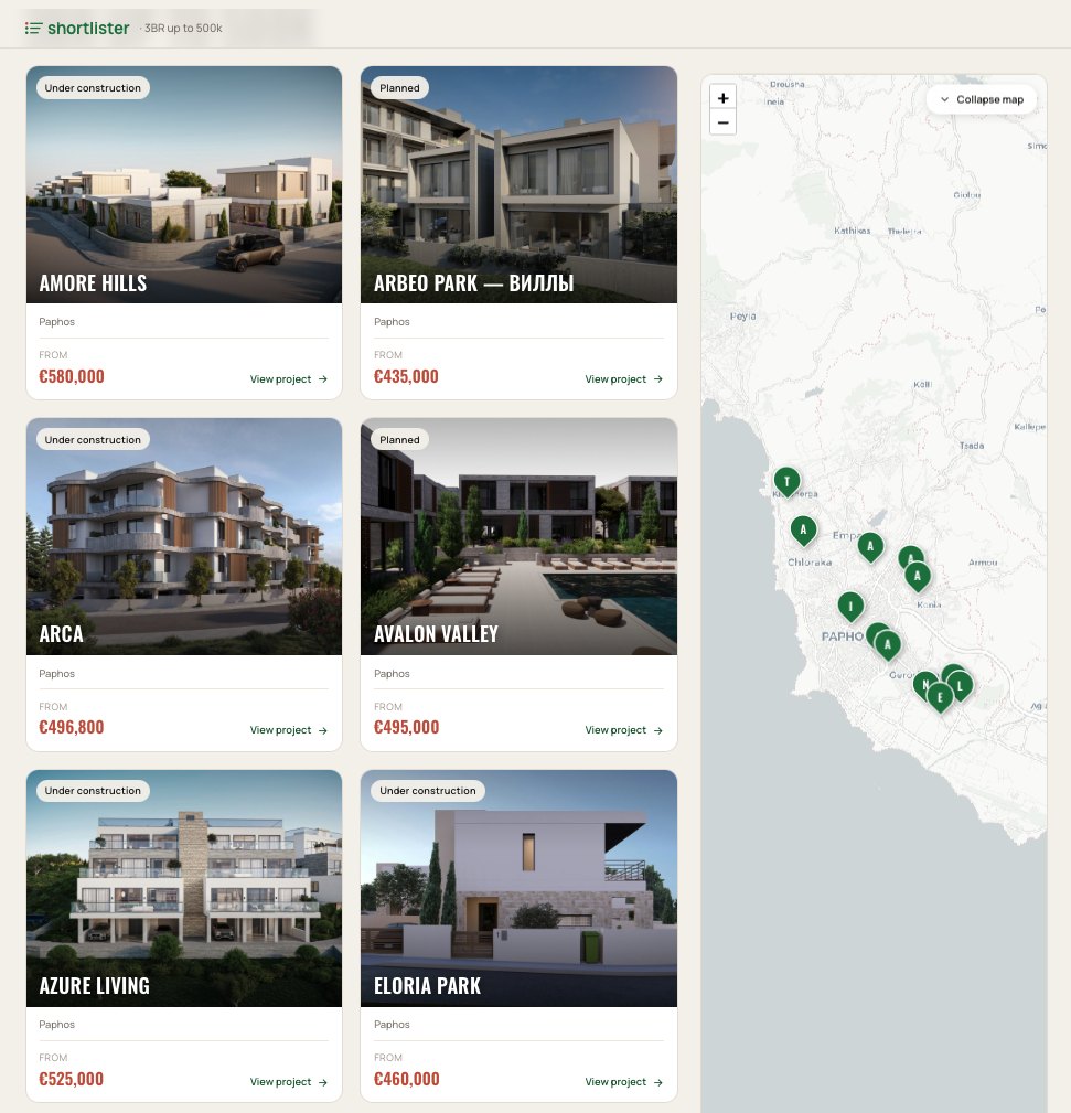 Shortlister new-builds catalogue